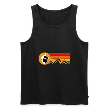 Insel Corsica mit Sonnenuntergang und Berge - Männer Premium Bio Tank Top - Schwarz - Vorne - AI Model Male 178 light (178cm)