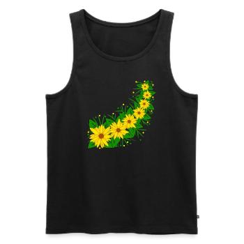 Sonnenblumen Blumenranke gelb Sonnenblumenmuster - Männer Premium Bio Tank Top - Schwarz - Vorne - Michal (187cm)