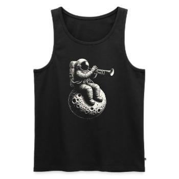 Astronaute avec trompette - Débardeur bio Premium Homme - noir - Devant - Michal (187cm)