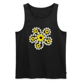 daisies, sunflowers, blossom, daisies, floral - Men's Premium Organic Tank Top - black - Front - AI Model Male 178 light (178cm)