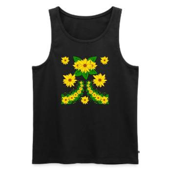 Sonnenblumen Blüte florale Sonnenblumenmuster - Männer Premium Bio Tank Top - Schwarz - Vorne - Michal (187cm)