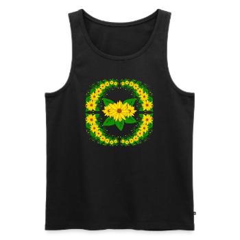 gelbe Sonnenblumen Blumenranke Blüte Blumenmuster - Männer Premium Bio Tank Top - Schwarz - Vorne - AI Model Male 178 light (178cm)