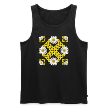 Daisies sunflowers floral daisy flower - Men's Premium Organic Tank Top - black - Front - AI Model Male 178 light (178cm)