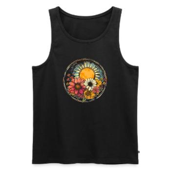 Soleil avec des fleurs - Débardeur bio Premium Homme - noir - Devant - Michal (187cm)
