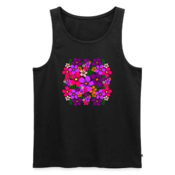 colorful floral pattern blossom floral floral flower - Men's Premium Organic Tank Top - black - Front - AI Model Male 178 light (178cm)