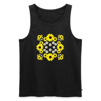daisies, blossom, sunflower, daisies, floral - Men's Premium Organic Tank Top - black - Front - AI Model Male 178 light (178cm)