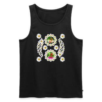 Marguerites Fleur Papillon Motif Floral Floral - Débardeur bio Premium Homme - noir - Devant - AI Model Male 178 light (178cm)