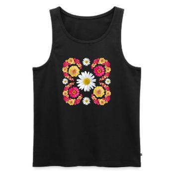 Zinnias daisy floral design zinnia blossom floral - Men's Premium Organic Tank Top - black - Front - AI Model Male 178 light (178cm)