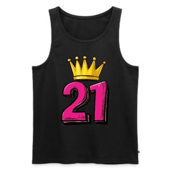 21 Nombre Couronne - Débardeur bio Premium Homme - noir - Devant - Michal (187cm)
