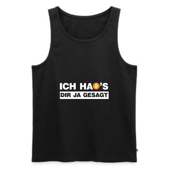 Bitcoin Ich hab's dir ja gesagt B lustige Sprüche - Männer Premium Bio Tank Top - Schwarz - Vorne - Michal (187cm)
