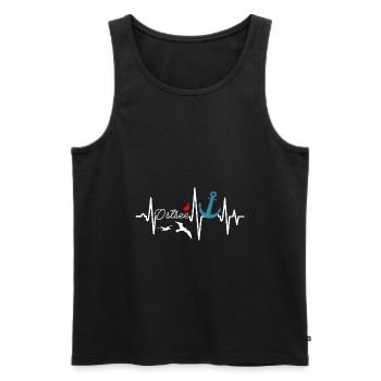 Ostsee Heartbeat Anker - Maritim - Männer Premium Bio Tank Top - Schwarz - Vorne - Michal (187cm)