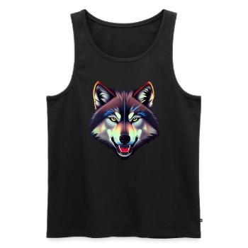 Wolf - Männer Premium Bio Tank Top - Schwarz - Vorne - Michal (187cm)