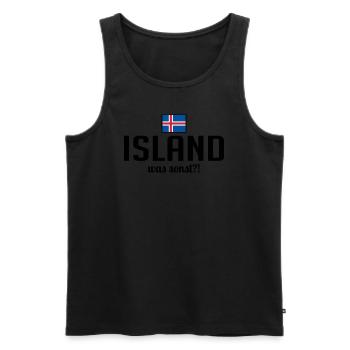 Islande quoi d’autre dire vacances en Scandinavie - Débardeur bio Premium Homme - noir - Devant - Michal (187cm)