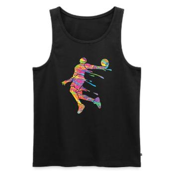 Basketteur Coloré Paint Slam Dunk Sports - Débardeur bio Premium Homme - noir - Devant - Michal (187cm)