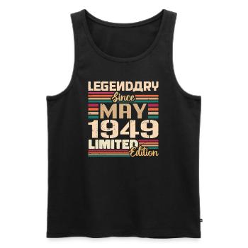 Mai 1949 Mai - Jubilé Mai 1949 - Débardeur bio Premium Homme - noir - Devant - AI Model Male 178 light (178cm)