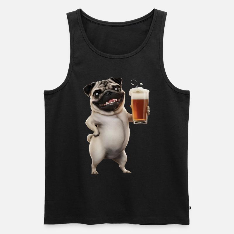 Mops Bier - Männer Premium Bio Tank Top - Schwarz