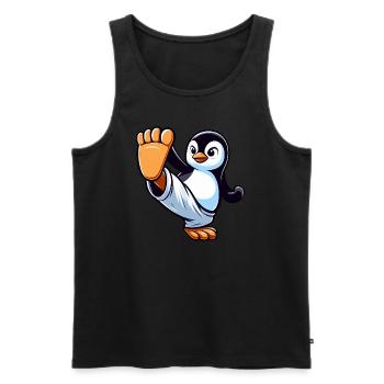 Cool pingouin dessin animé Karaté Sportif - Débardeur bio Premium Homme - noir - Devant - Michal (187cm)