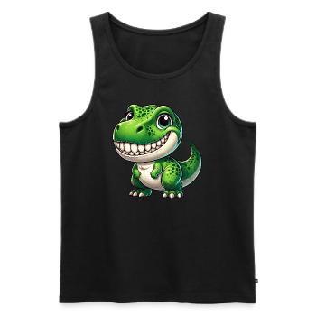 Cute Dino T-Rex Cartoon Teeth Show Smile - Men's Premium Organic Tank Top - black - Front - Michal (187cm)