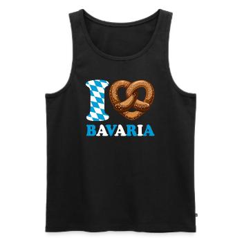 J’aime le bretzel de Bavière - Coeur - Dire - Débardeur bio Premium Homme - noir - Devant - AI Model Male 178 light (178cm)