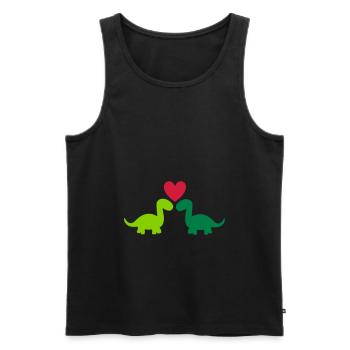 Zwei Brontosaurier und ein Herz - Männer Premium Bio Tank Top - Schwarz - Vorne - AI Model Male 178 light (178cm)