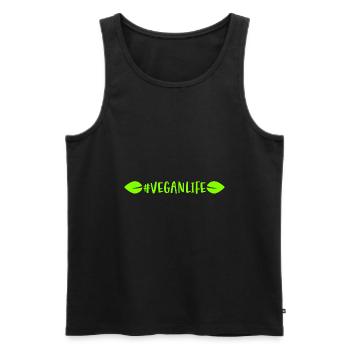 Hashtag Veganlife avec laisse une vie végétalienne - Débardeur bio Premium Homme - noir - Devant - AI Model Male 178 light (178cm)