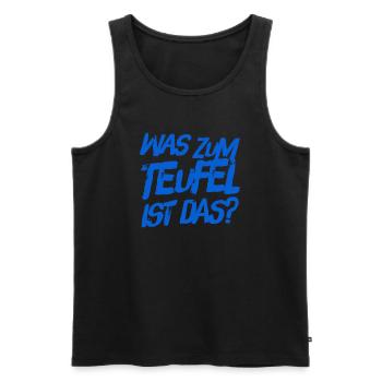 was zum Teufel ist das - Männer Premium Bio Tank Top - Schwarz - Vorne - AI Model Male 178 light (178cm)