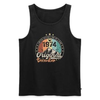 December 1974 Anniversary Gift - December 1974 - Men's Premium Organic Tank Top - black - Front - Michal (187cm)