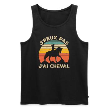 J'Peux Pas J'ai Cheval Animal Equitation - Débardeur bio Premium Homme - noir - Devant - AI Model Male 178 light (178cm)