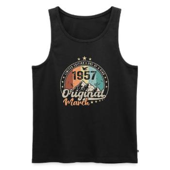 Geburtstagsgeschenk Geboren im März 1957 Retro 1957 - Männer Premium Bio Tank Top - Schwarz - Vorne - Michal (187cm)