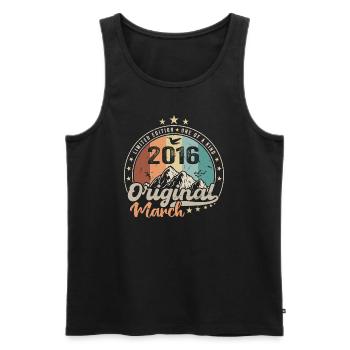 Geburtstagsgeschenk Geboren im März 2016 Retro 2016 - Männer Premium Bio Tank Top - Schwarz - Vorne - Michal (187cm)