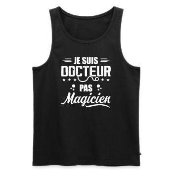 Je Suis Docteur Pas Magicien Cadeau Pour Médecin - Débardeur bio Premium Homme - noir - Devant - Michal (187cm)