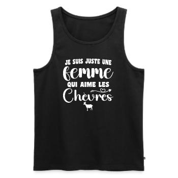 Je Suis Juste Une Femme Qui Aime Les Chèvres - Débardeur bio Premium Homme - noir - Devant - Michal (187cm)