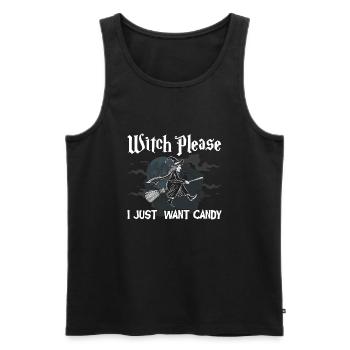 Bonbons de sorcière halloween - Débardeur bio Premium Homme - noir - Devant - Michal (187cm)