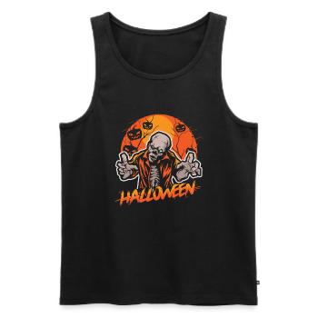 Halloween Zombie Orange Moon - Men's Premium Organic Tank Top - black - Front - AI Model Male 178 light (178cm)