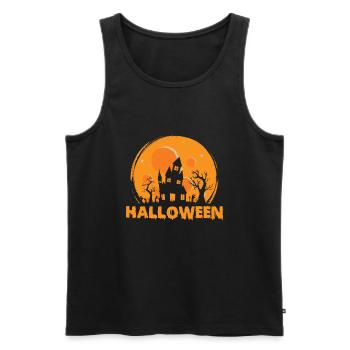 Halloween effrayant maison lune - Débardeur bio Premium Homme - noir - Devant - Michal (187cm)