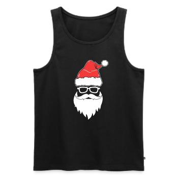 Visage cool du Père Noël avec des lunettes - Débardeur bio Premium Homme - noir - Devant - Michal (187cm)
