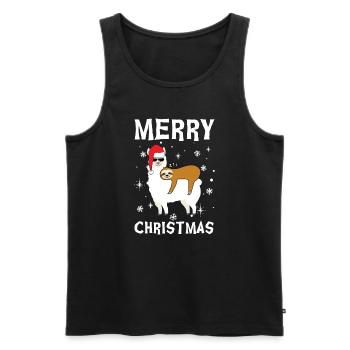 Joyeux Noël Alpaga et Paresseux - Débardeur bio Premium Homme - noir - Devant - Michal (187cm)