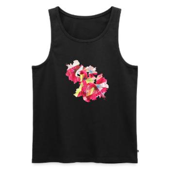 Hibiscus,Fleur,Lotus,Fleur ,Floral,Graffiti - Débardeur bio Premium Homme - noir - Devant - Michal (187cm)