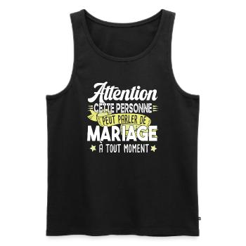 Mariage Fiançailles Couple Cadeau Amour Marié - Débardeur bio Premium Homme - noir - Devant - Michal (187cm)