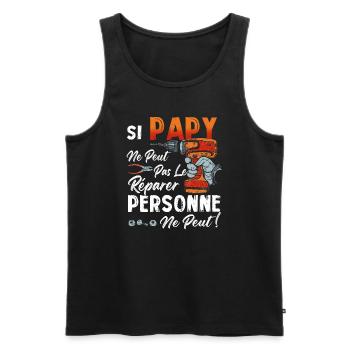 Si PAPY Ne Peut Pas Le Réparer Personne Ne Peut Ca - Débardeur bio Premium Homme - noir - Devant - Michal (187cm)