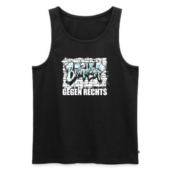 Brandmauer - Gegen Rechts, gegen Hetze - Männer Premium Bio Tank Top - Schwarz - Vorne - AI Model Male 178 light (178cm)