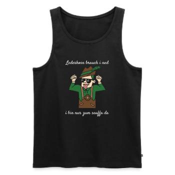 Lederhosn Brauch i Ned I Bin Nur Zum Sauffa Da - Männer Premium Bio Tank Top - Schwarz - Vorne - Michal (187cm)