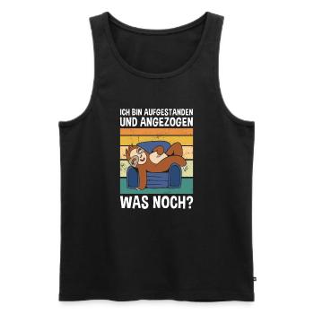 Aufgestanden Und Angezogen Was Wollt Ihr? Faultier - Männer Premium Bio Tank Top - Schwarz - Vorne - Michal (187cm)