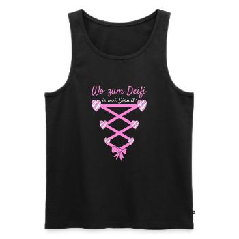 Volksfest Wo Zum Deifi Is Mei Dirndl Dirndl Ersatz - Männer Premium Bio Tank Top - Schwarz - Vorne - Michal (187cm)