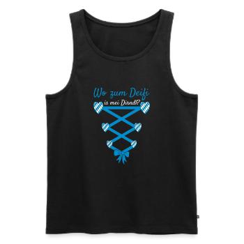 Volksfest Wo Zum Deifi Is Mei Dirndl Dirndl Ersatz - Männer Premium Bio Tank Top - Schwarz - Vorne - AI Model Male 178 light (178cm)