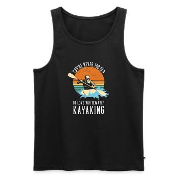 Vous n’êtes jamais trop vieux trop aimer le kayak en eau vive - Débardeur bio Premium Homme - noir - Devant - Michal (187cm)