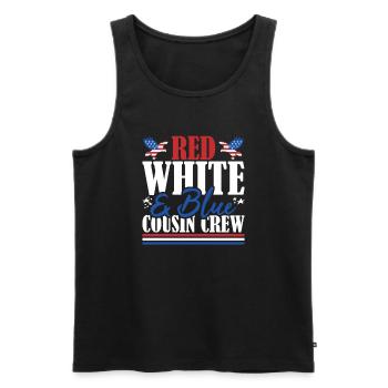 Veteran US Flag Red White & Blue Cousin Crew - Men's Premium Organic Tank Top - black - Front - Michal (187cm)