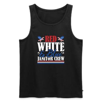 Veteran US Flag Red White & Blue Janitor Crew - Men's Premium Organic Tank Top - black - Front - AI Model Male 178 light (178cm)