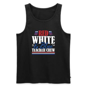 Veteran US Flag Red White & Blue Teacher Crew - Men's Premium Organic Tank Top - black - Front - AI Model Male 178 light (178cm)