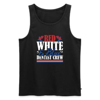Veteran US Flag Red White & Blue Dentist Crew - Men's Premium Organic Tank Top - black - Front - AI Model Male 178 light (178cm)